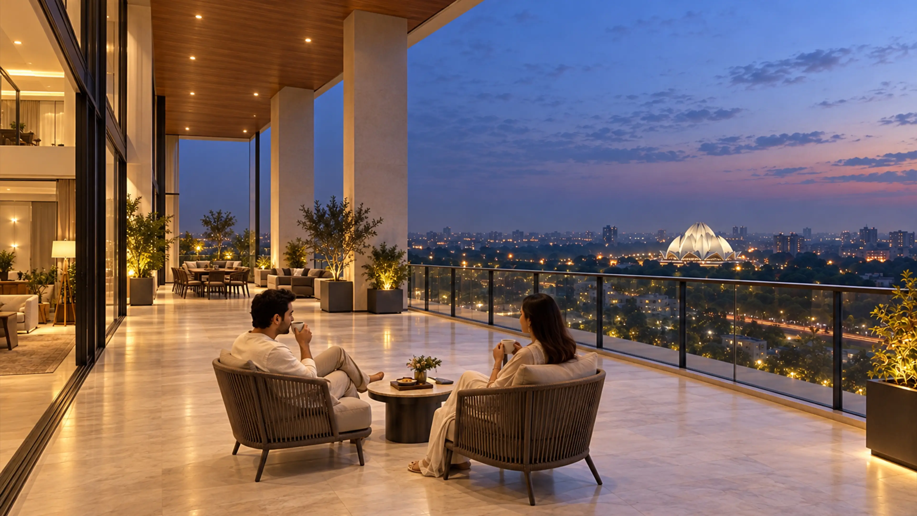 Residence balcony facing the Lotus Temple