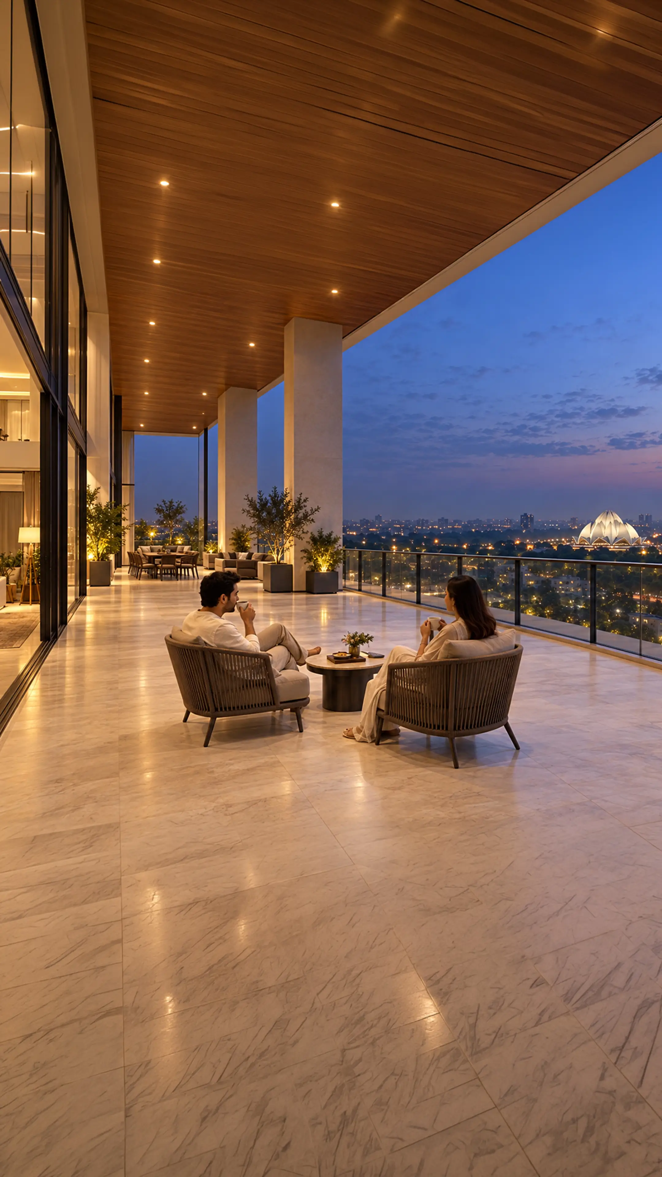 Residence balcony facing the Lotus Temple