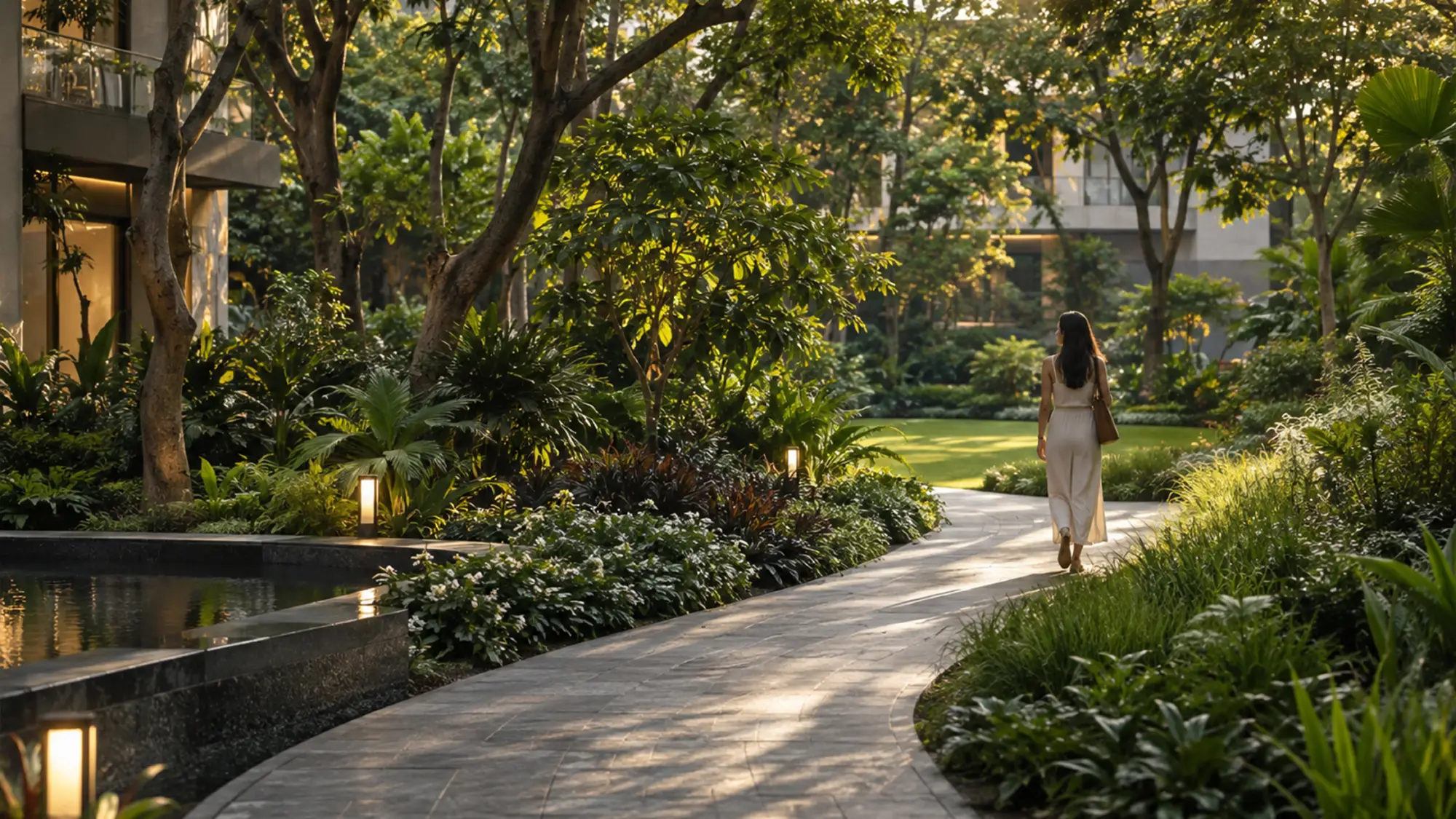 1.5 acres of landscaped greens at Swaranaya