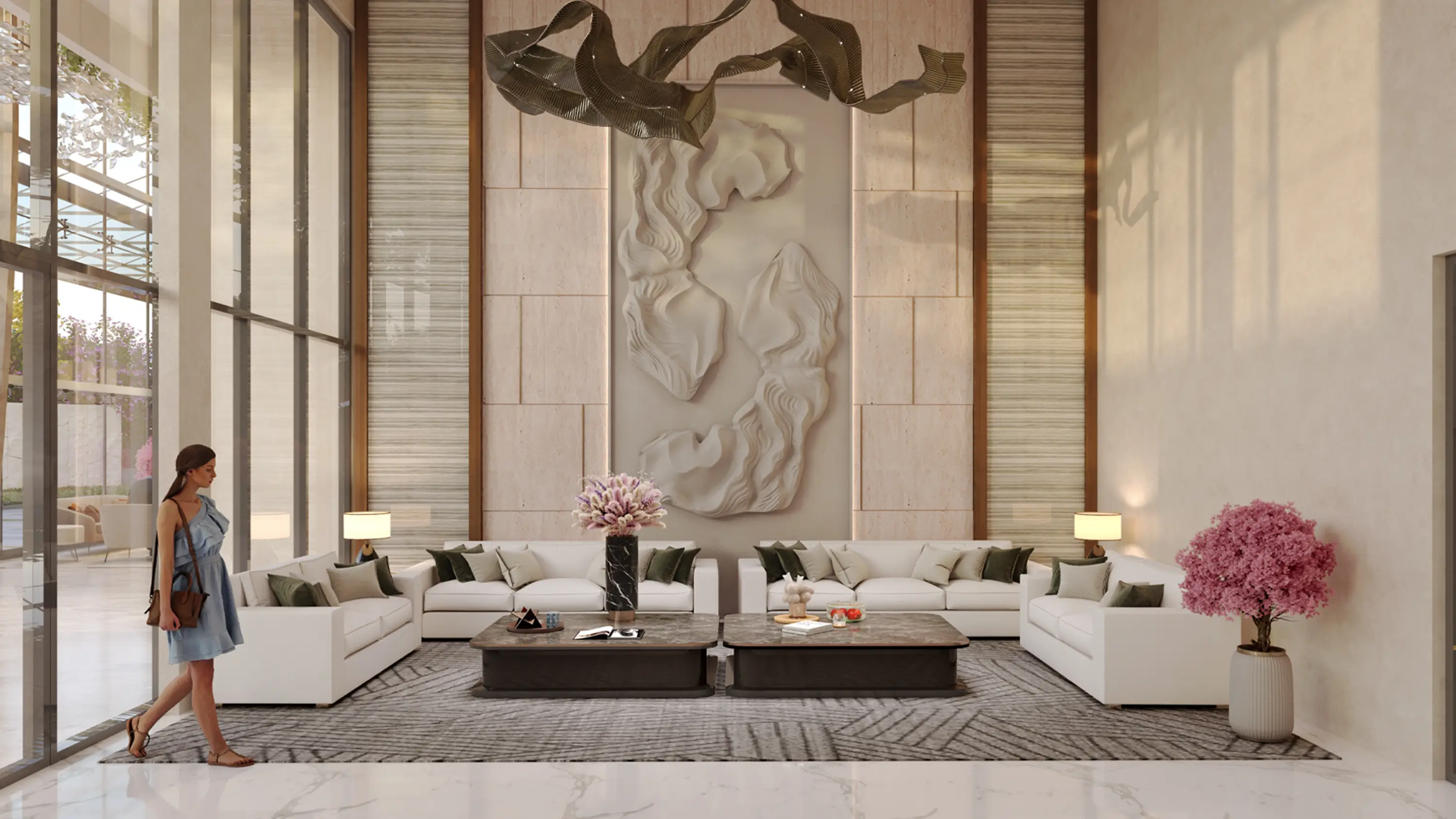 Atrium-height grand lobby